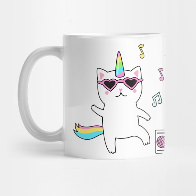 Cute Caticorn Rainbow Music Unicorn girl by Novelty-art